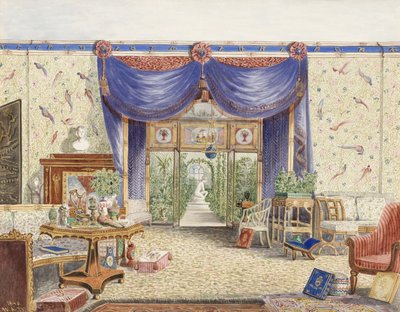 The Interior of the Chinese Room, Looking toward the Conservatory, Middleton Park, Oxfordshire by William Alfred Delamotte